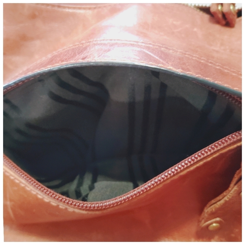 Frye Cognac Brown Leather Hobo Bag Minimalist Shoulder Purse - Picture 6 of 11
